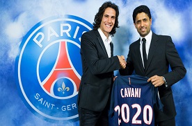 قيام كافاني"Edinson Cavani" بتمديد عقده مع بي أس جي "PSG "حتى عام 2020