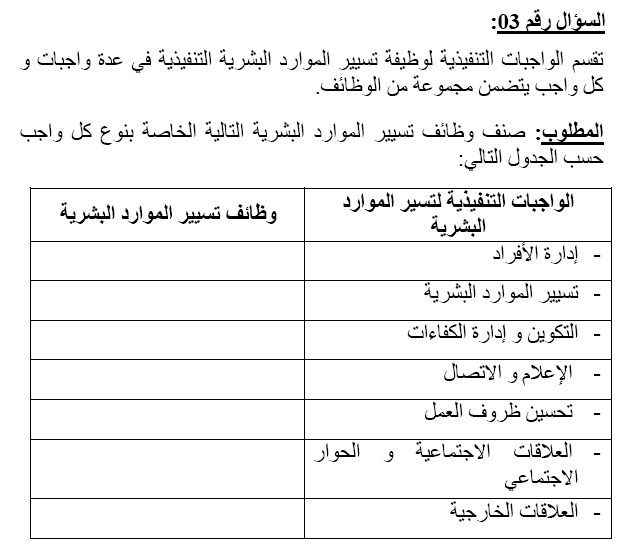نماذج لأسئلة الموارد البشرية منتديات الجلفة لكل الجزائريين و العرب