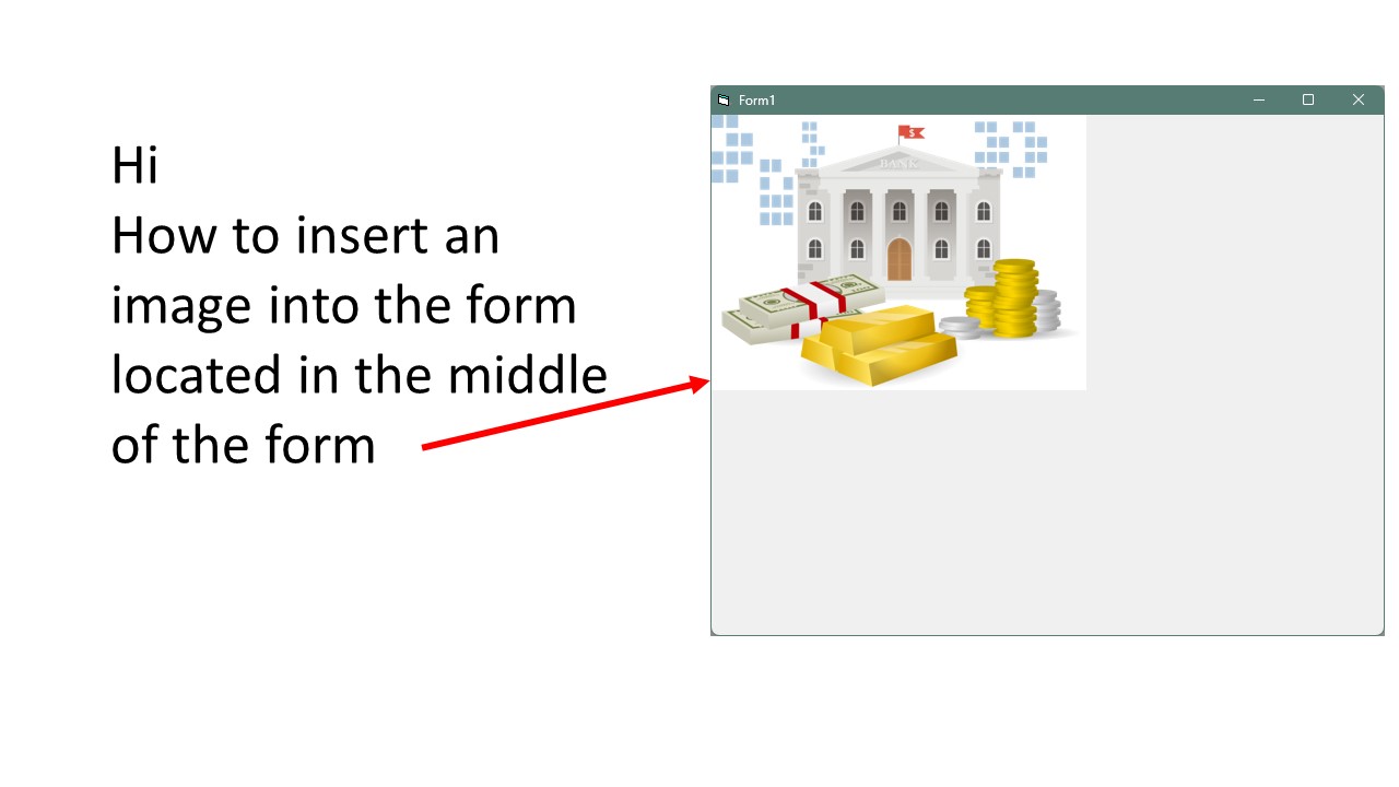 How to insert an image into the form located in the middle of the form ...